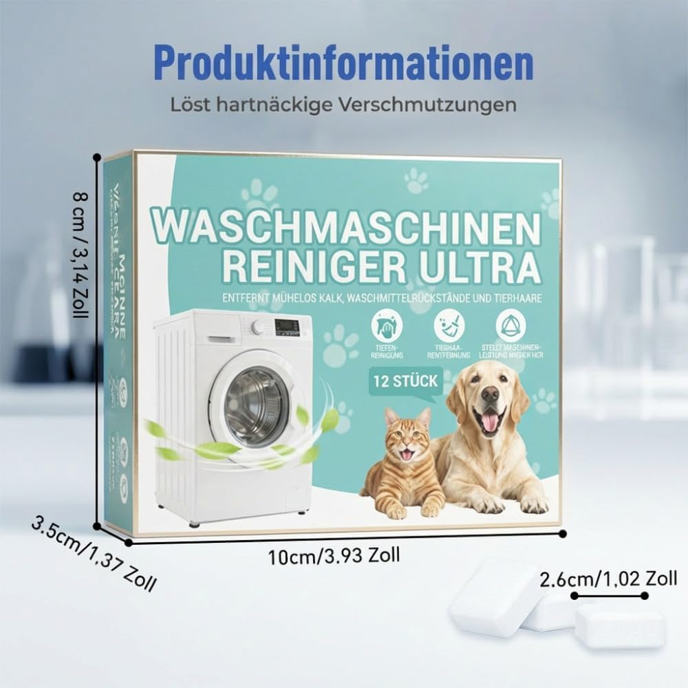 Waschmaschinenreiniger, 4-in-1 Power Tabs, Tabs extra stark gegen Geruch & Kalk, Express Waschmaschinen Reiniger, Tiefenreinigung für Frontlader & Toplader, 12 Monats Versorgung (3 Stück)