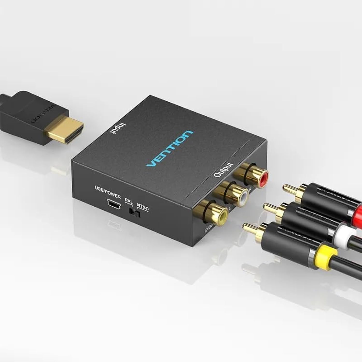 VENTION HDMI to RCA Converter Metal Type Converter VBS RAC Audio and Video Adapter 720p/1080P, Widely Used Retro Games/TV/VCR/PS1/PS2 / DVD/PAL/NTSC