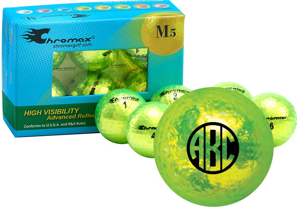 Chromax Metallic Green Monogram Personalized M5 Golf Balls - 6-Pack