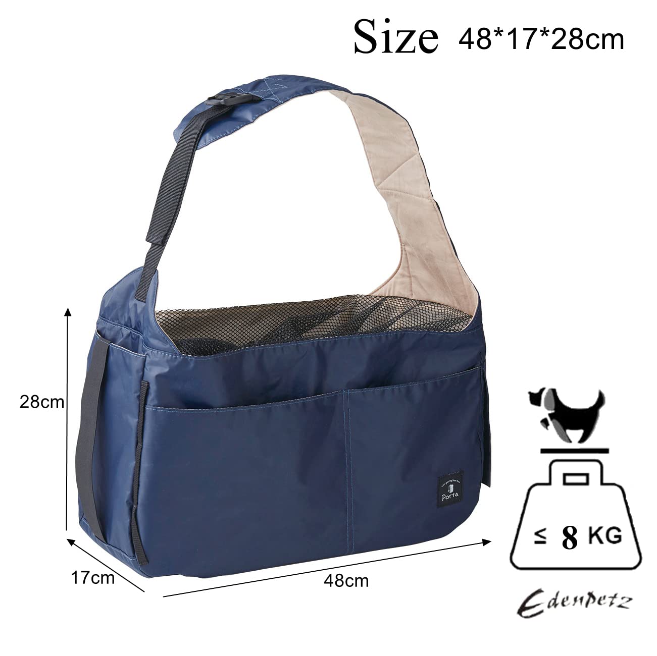 Marsupio per Cani,Borsa Cane Pet Sling Carrier grande 8kg. Borsa a tracolla for gatti pieghevole traspirante