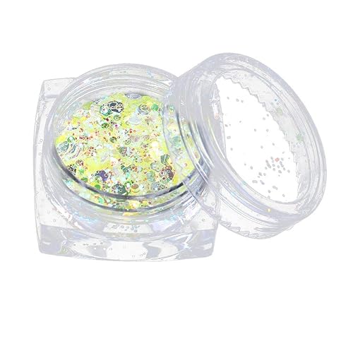 vmree - Polvo holográfico de purpurina gruesa cosmética, polvo de purpurina de uñas para maquillaje, cara, cuerpo, ojos, suministros de festivales,