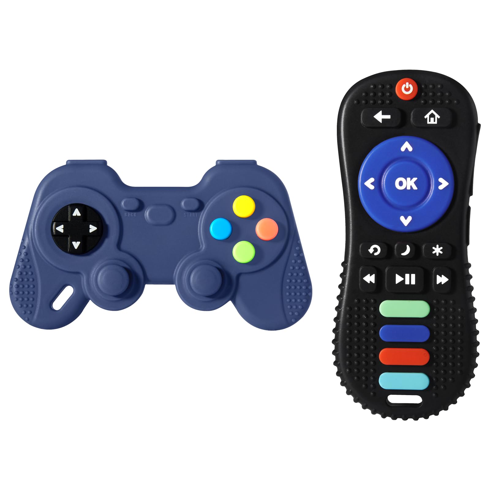 HARPPA 2 Pack Baby Teething Toys, Baby Remote Control Toy and Gamepad teether for Babies 0-6 6-12 Months, Teether Toys for Newborns Sucking Needs, BPA Free (Blue and Black)