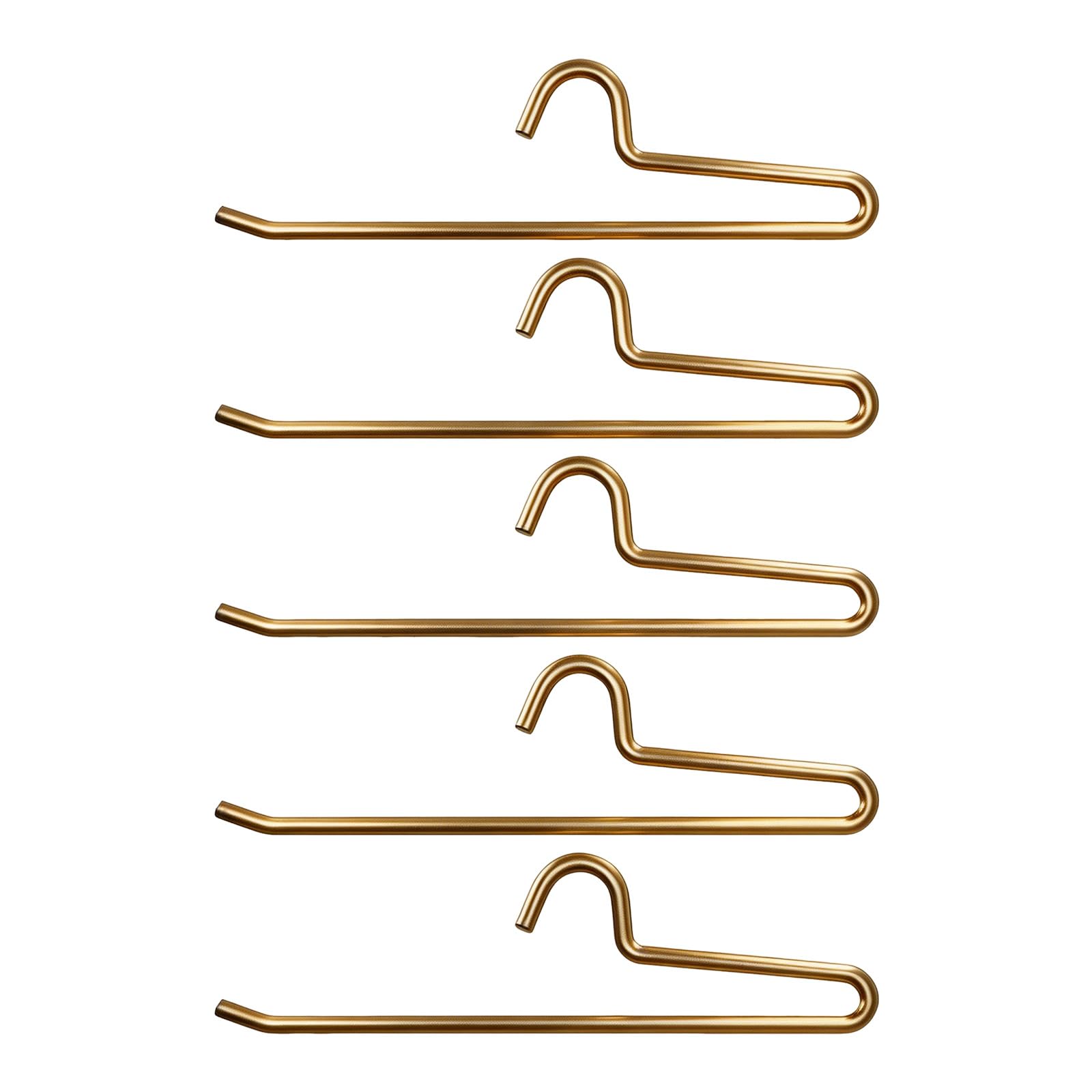 Zeiwohndc Champagne Gold Storage Pants Hanger Angled Aluminum Alloy For Closet Rod Use, Non Slip Trouser Organizer, 5 Piece Set Closet Trouser Rack Wardrobe Pant Holder Garment Organizer Laundry Room Hanger Clothes Rod Pants