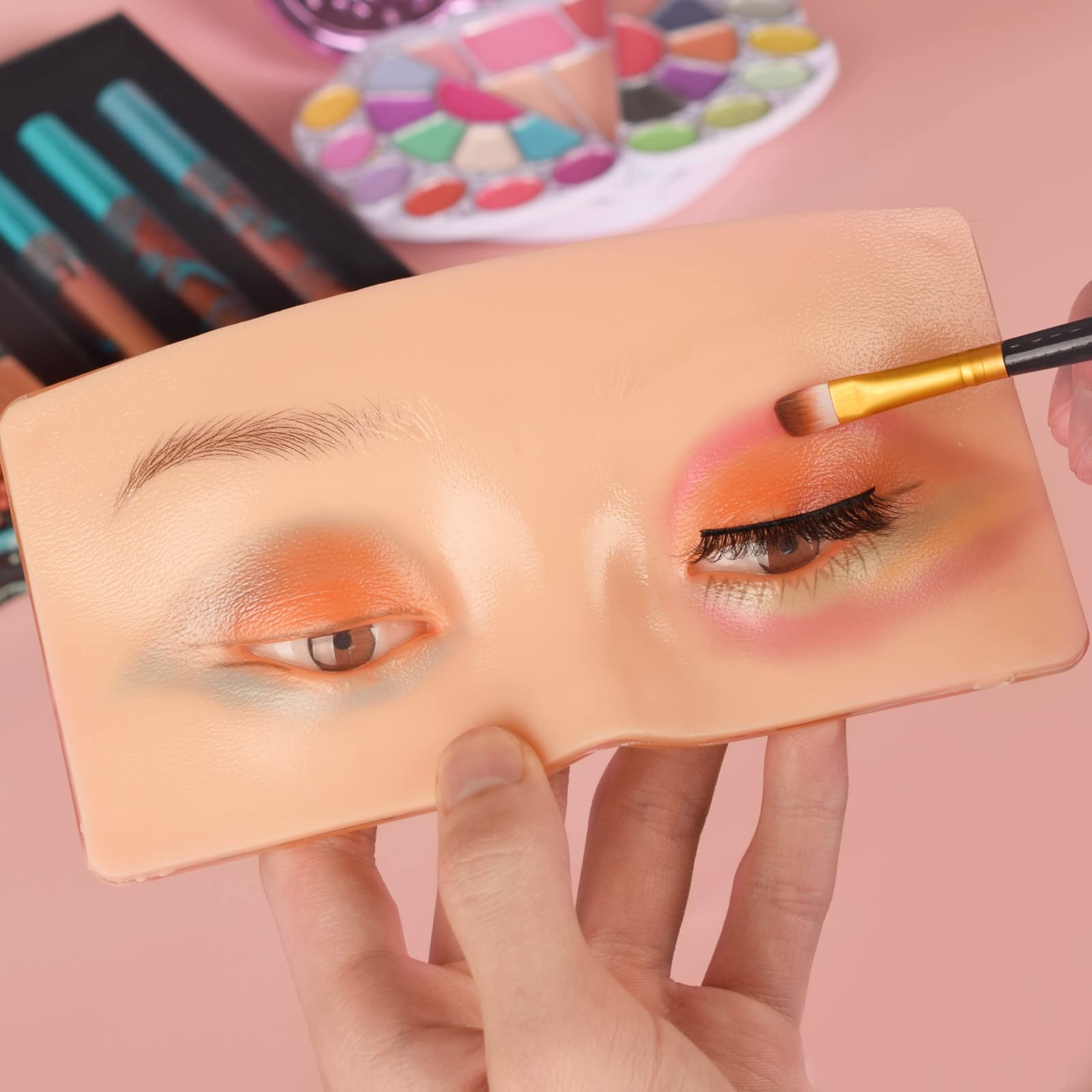 JimKing Trucco Pratica Board – Faccial Practice Skin per professionisti e principianti, modello realistico 3D per estensione ciglia, eyeliner e ombretto