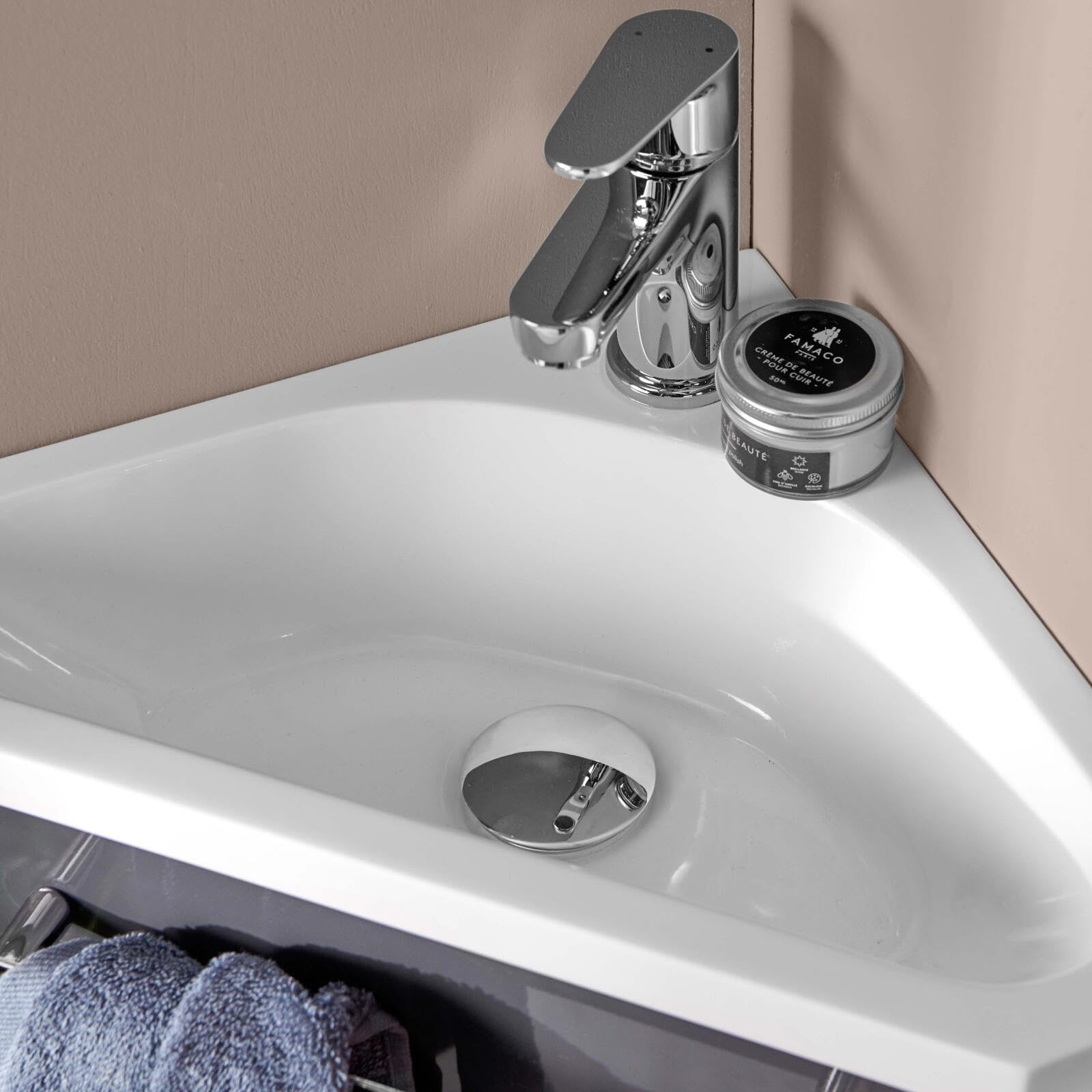 Mob-In - Lavamani angolare SKINO con lavabo in resina L 35 x H 53 x P 35 cm