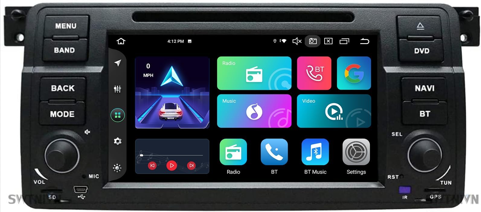 SWTNVIN Android 10.0 Car Audio Stereo Headunit Fits for BMW E46 DVD Player Radio 7 Inch HD Touch Screen GPS Navigation with Bluetooth WIFI Steering Wheel Control 2GB+32GB