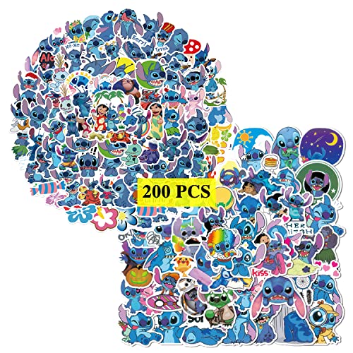 GTOTd Cute Cartoon Stickers (200 Pcs) Gifts Merch Blue Monster Party Supplies Vinyl Decor for Laptop Skateboard Guitar Luggage Water Bottle for Teens