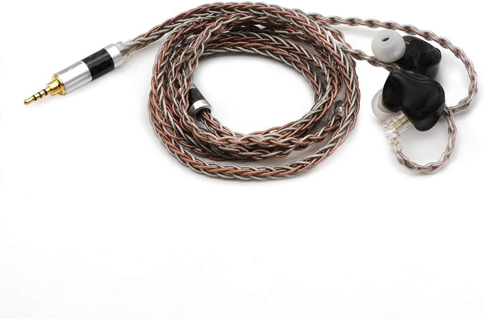 TRIPOWIN C8 8-Core Silver Copper Foil Braided Earphone Upgrade Cable, for KZ ZSN Pro, ZS10 Pro NF2u, QDC Earphones (2.5mm Plug, QDC Connector)