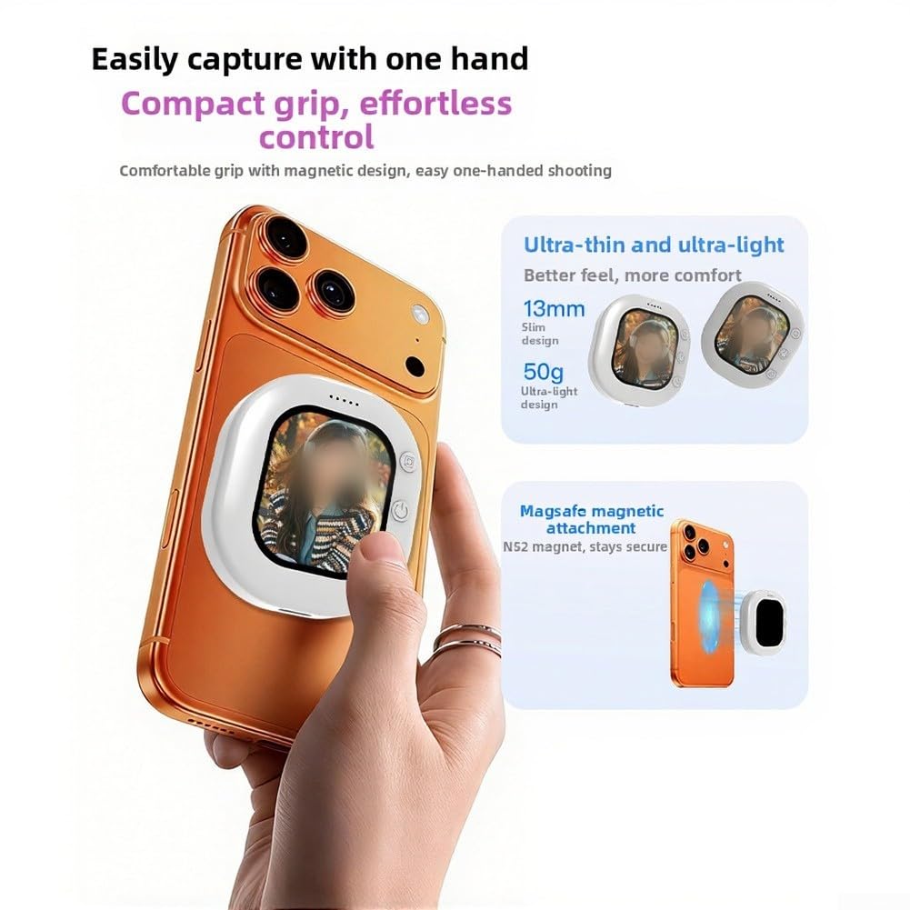 Vlog Selfie Monitor Schermo Per IPhone/Android, 4K Wireless Vlog Selfie Screen, Display Ad Alta Luminosità, Retro Magnetico Per Live Streaming