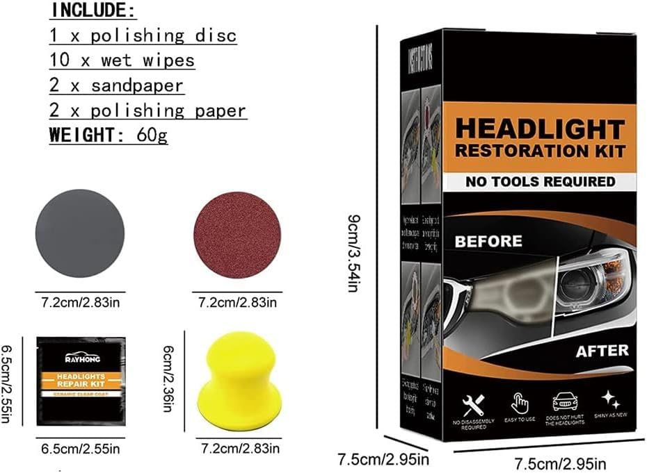 Kit Lucidatura Fari Auto - Set Per Riparazione Ingiallimento E Graffi - Foto 6