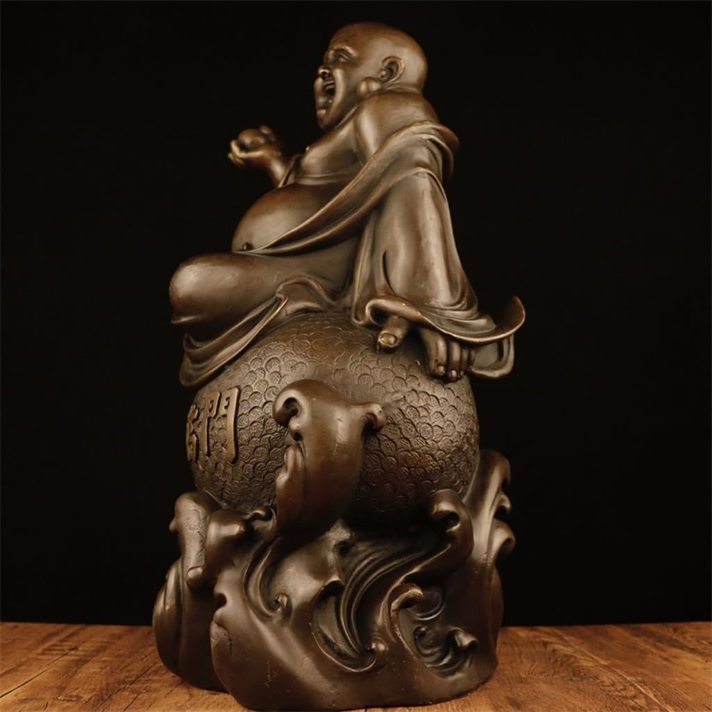 Posąg Buddy do wnętrz brązowa figurka Budda Maitreya Budda uśmiechnięty Budda miedziane ozdoby domowe rzemiosło Bodhisattwa statua medytująca statua buddy figurka rzeźba