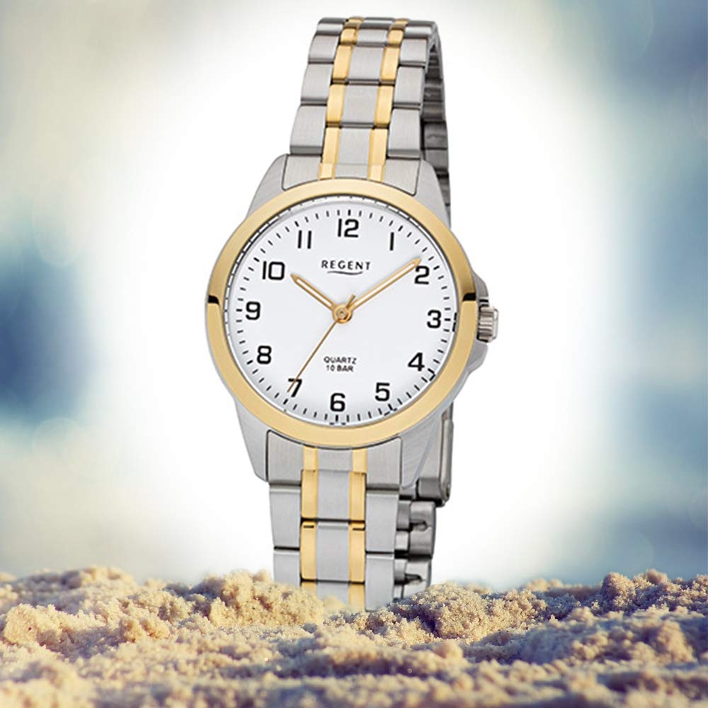 Regent Damen Analog Quarz Uhr mit Edelstahl Armband 12230659