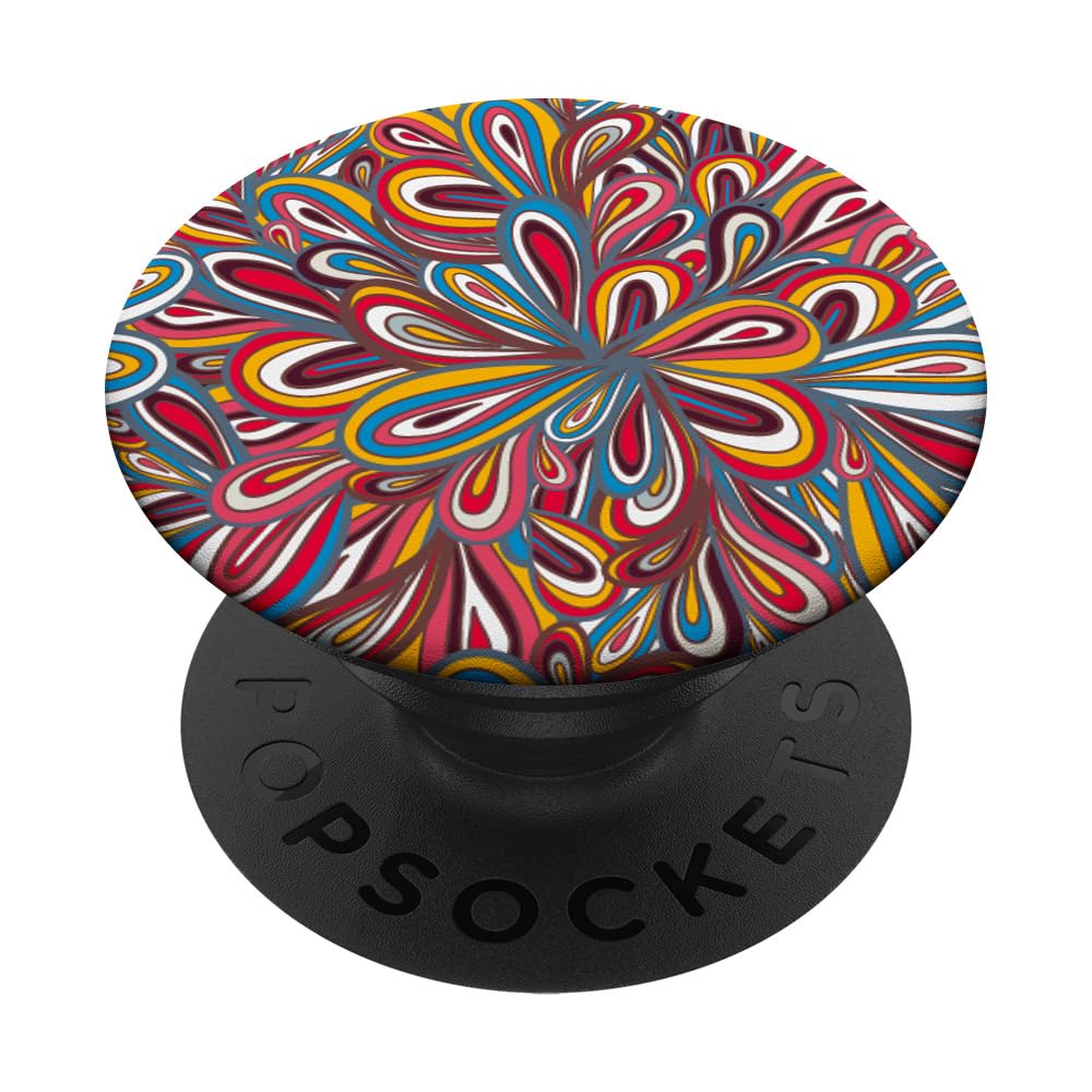 Colorful Print Red White for Girls Women Vintage Colorful PopSockets Adhesive PopGrip