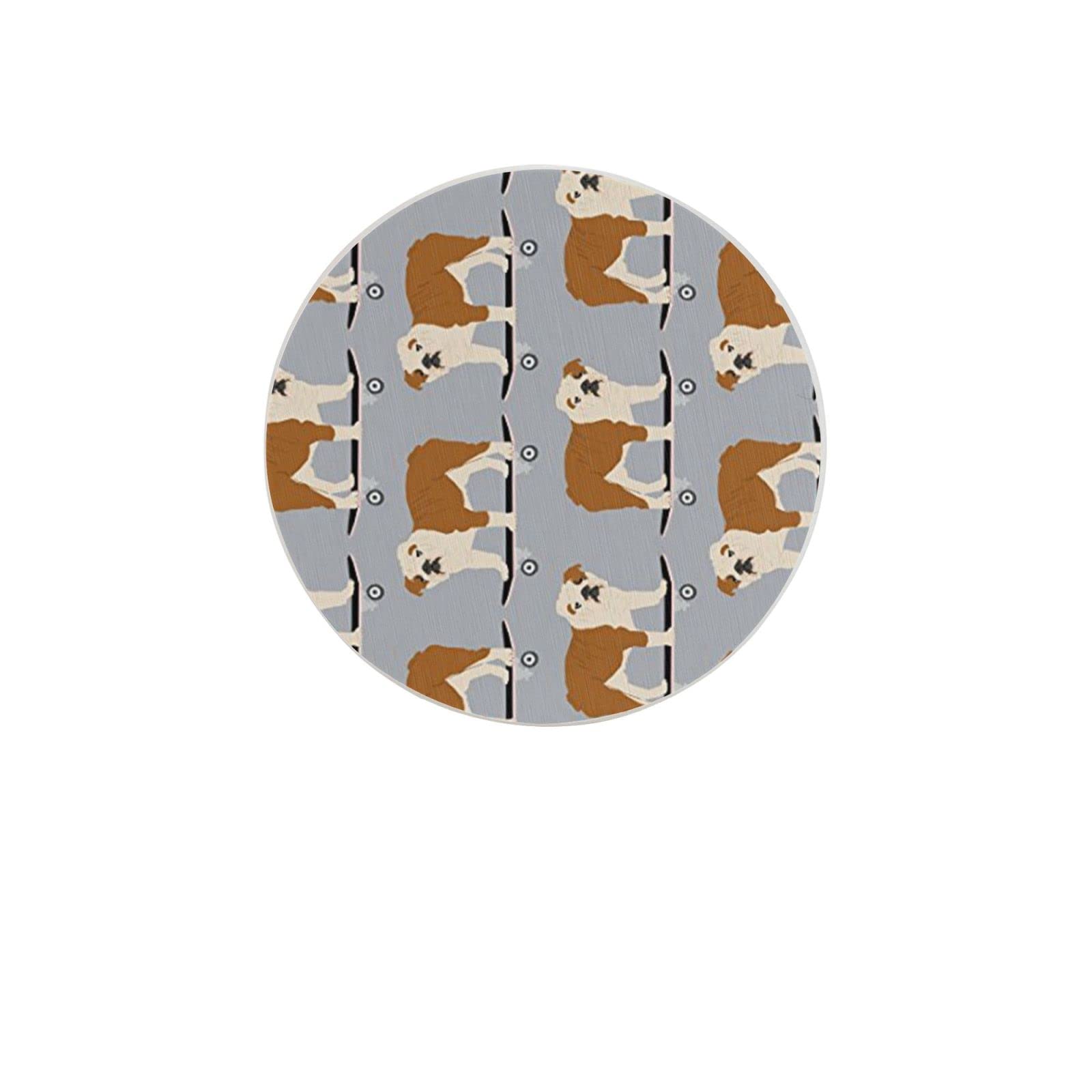 English Bulldog Skateboard Two Pieces Coaster Heat-Resistant Reusable Saucers for Drinks Wine Glasses Plants Cups Mugs
