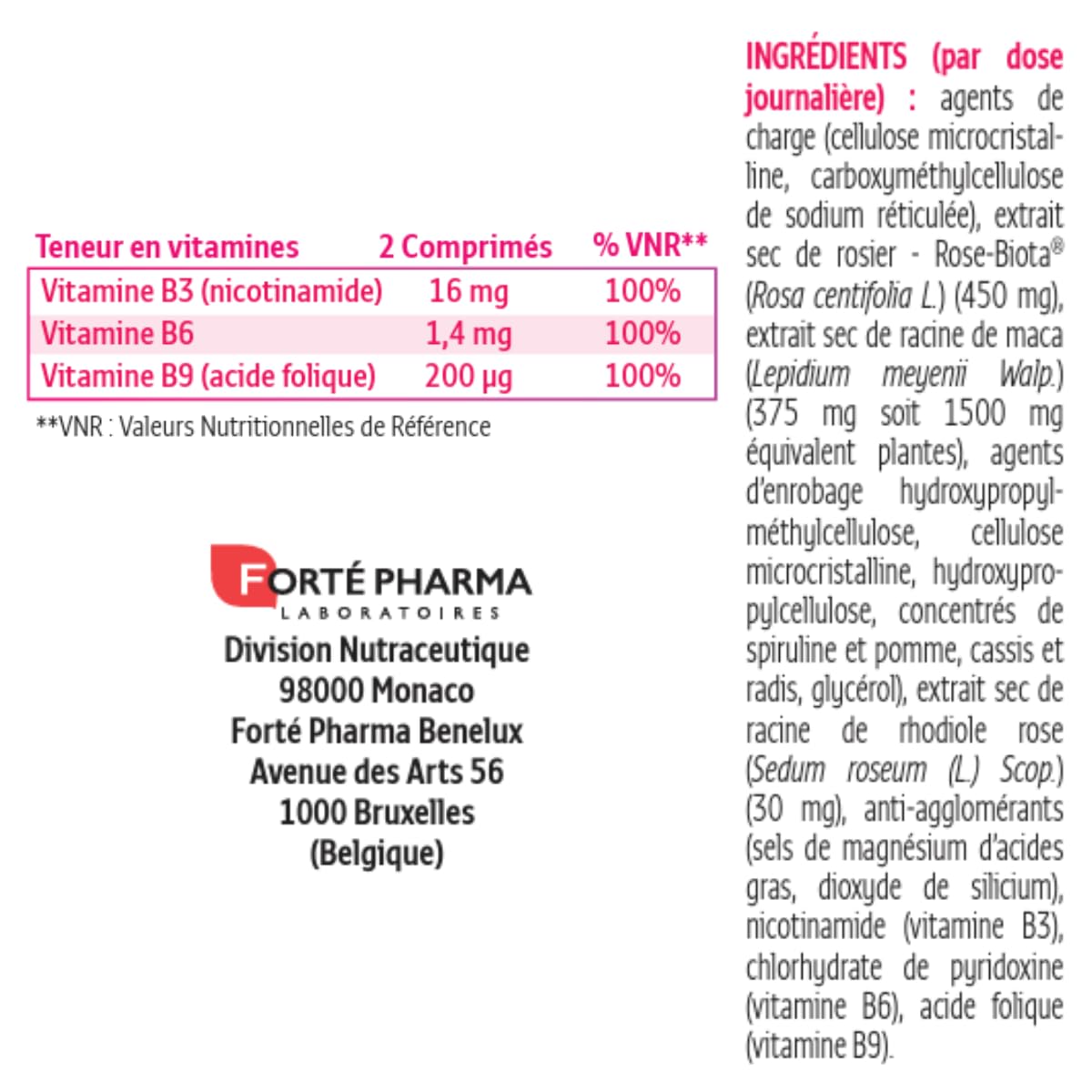 Forté Pharma - Feminae Désir & Libido - Bien etre femme, Libido femme, Fatigue, Régulation hormonale - MACA, Rose biota, Rhodiola, Vitamines - 28 comprimés, 2/jour