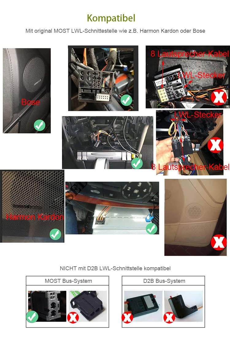 erisin PC001 Most Optical Fiber Decoder Box dekoder z włókna szklanego do Mercedes Benz ML/GL/R/CLS/E/SLK klasa W219 W211 W171 i do radia samochodowego Porsche 911 / Boxster/Cayenne
