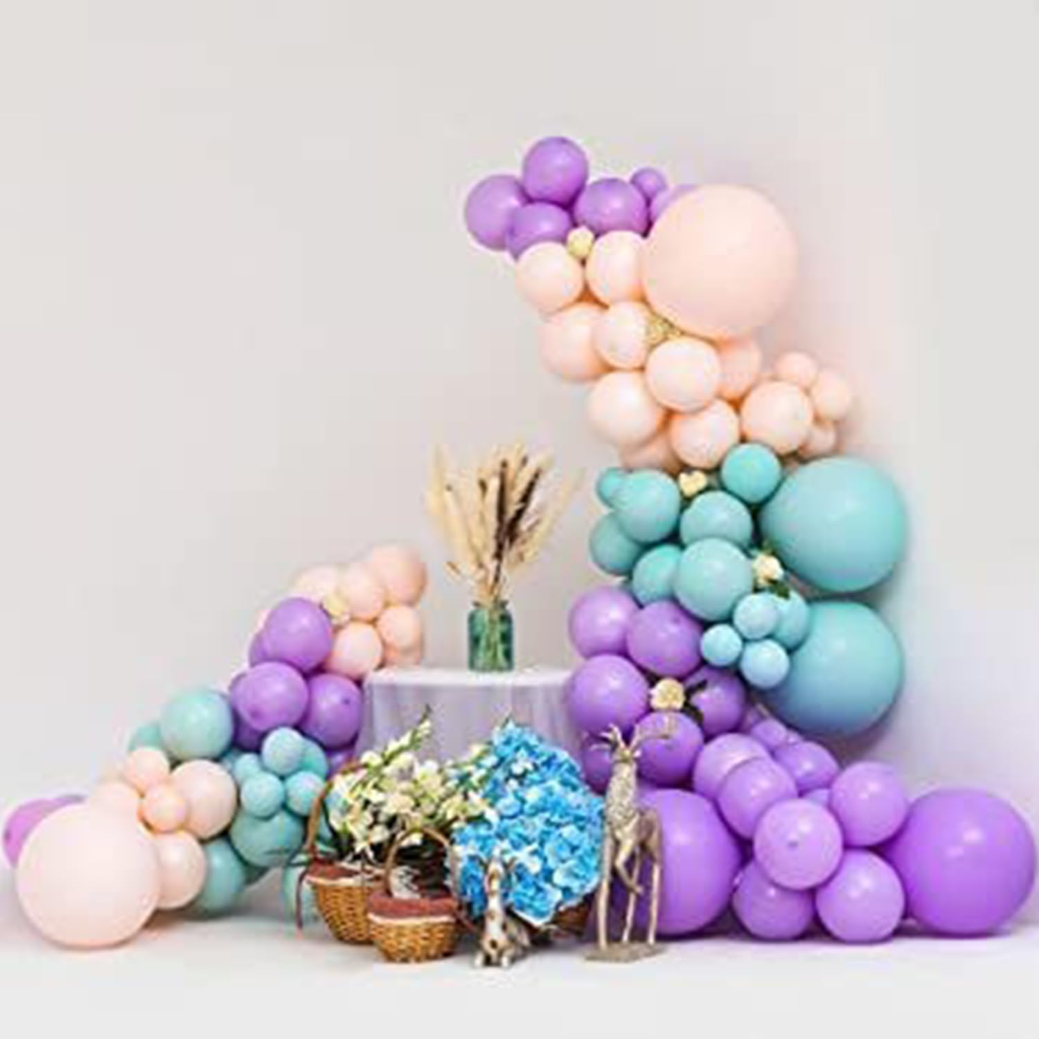 Purple Pink Sky Blue Metallic Balloons Garland Kit 61 pcs For Birthday, Baby Shower, Wedding Decoration.