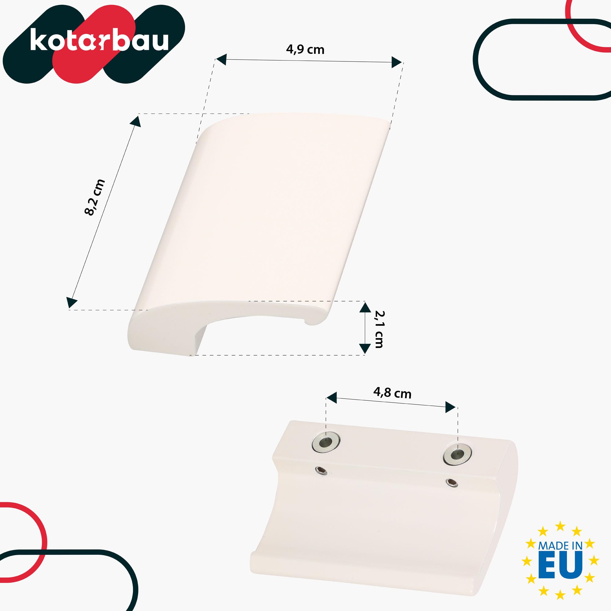 KOTARBAU Balcony Door Handle White RAL 9001 - Terrace Door Handle DE Luxe - Secure - Universal Pull Handle - Aluminum Balcony Handle - Image 3