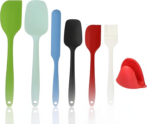 Juego de 6 espátulas de silicona resistentes al calor, antiadherentes, flexibles, espátulas de goma para cocinar, raspador de silicona, apto para