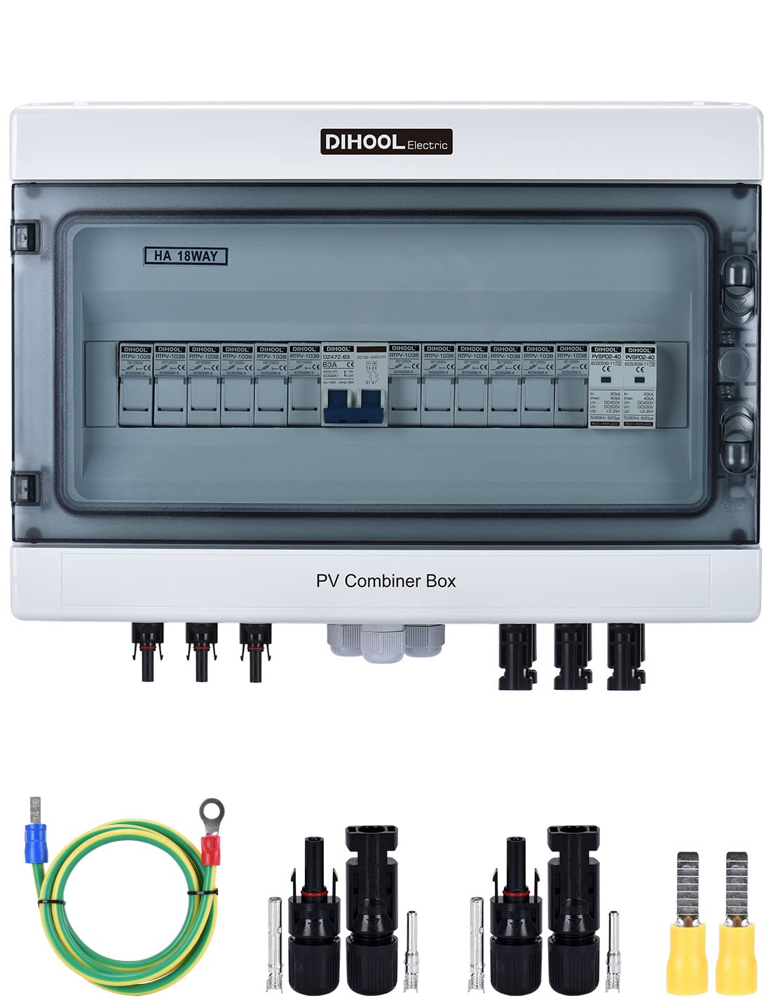 Ochrona przeciwprzepięciowa DC DC DC500 V 10A 6-przewodowa skrzynka przyłączająca do fotowoltaicznego IP65 Obudowa (wyjście 6-w-1 10A)