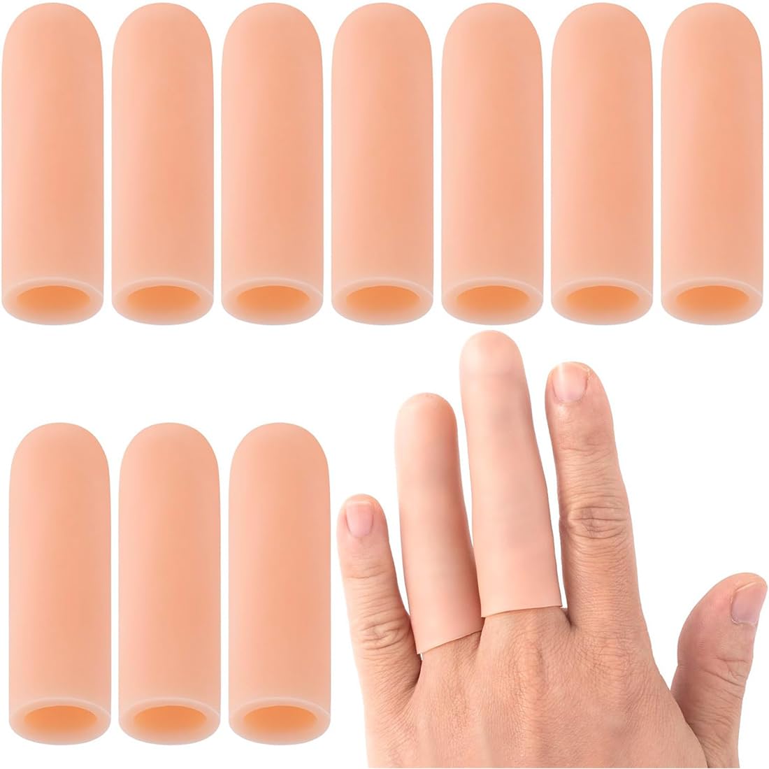 10 pcs Doigtiers de Gel en Silicone - Protège-Doigts pour Soulager l'Eczéma et les Fissures des Mains et Prévenir Les Blessures - Protection et Soutien des Doigts