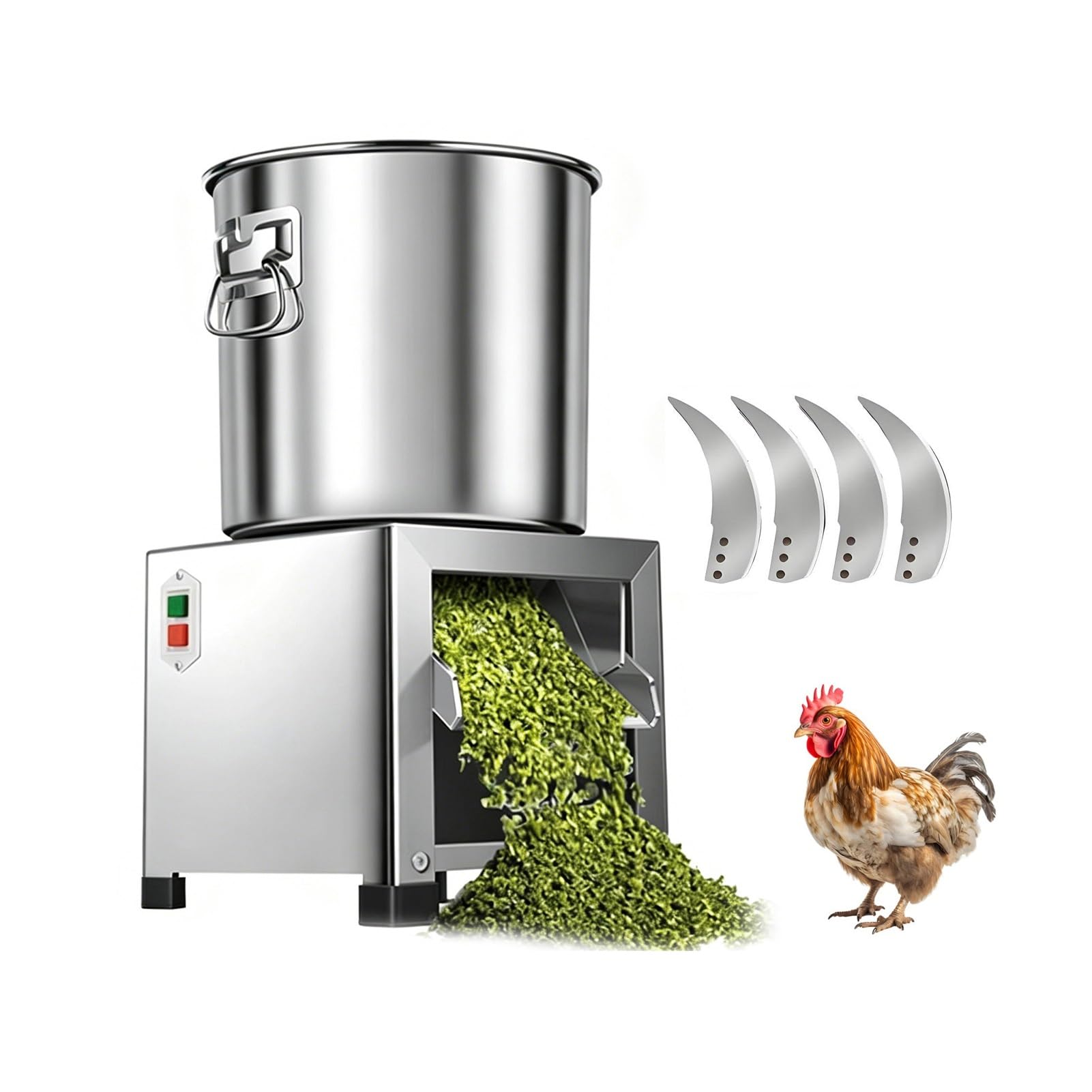 Processore per mangime per pollame, strumento di macinazione ad alta velocità da 1800 W con lama in acciaio temprato per l'alimentazione naturale dell'azienda agricola nel cortile, preparazione
