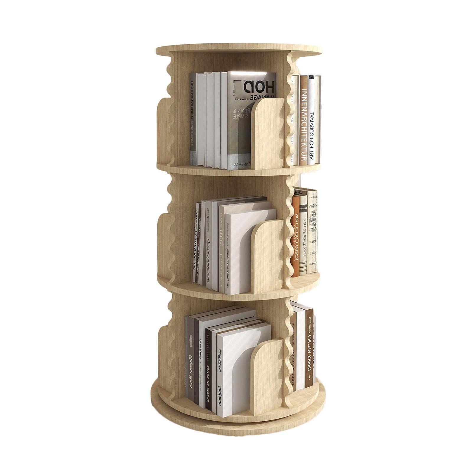 Libreria Girevole a Torre, scaffale portaoggetti Girevole a 6 Livelli, Porta CD in Legno da Pavimento per Piccoli spazi, per camere da Letto, soggiorni, Sale Giochi, 5 l