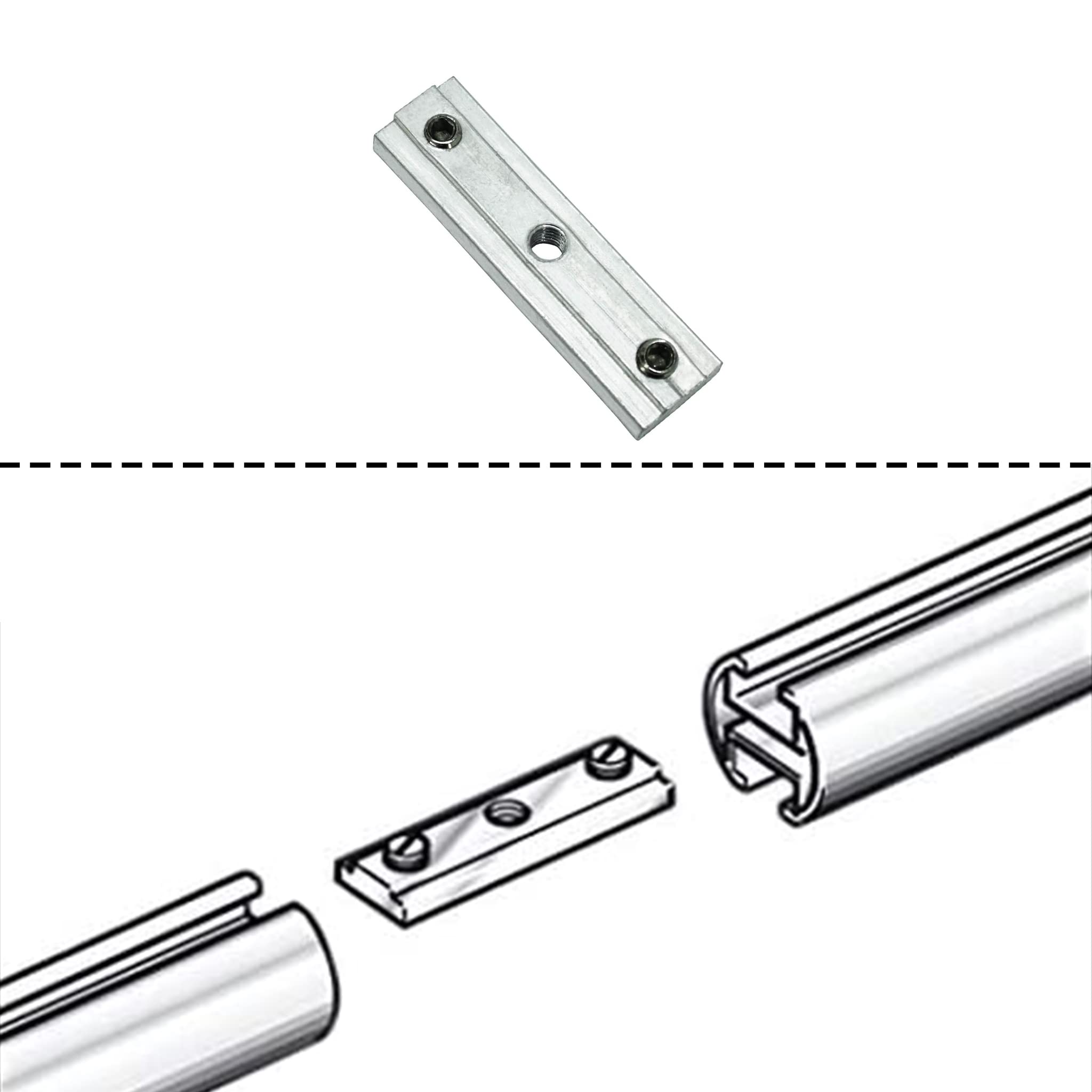 SN Deco - Innenlaufgarnitur Genua, Ø 16mm, 2-Lauf edelstahl optik 320cm (4x160cm inkl. Verbinder)