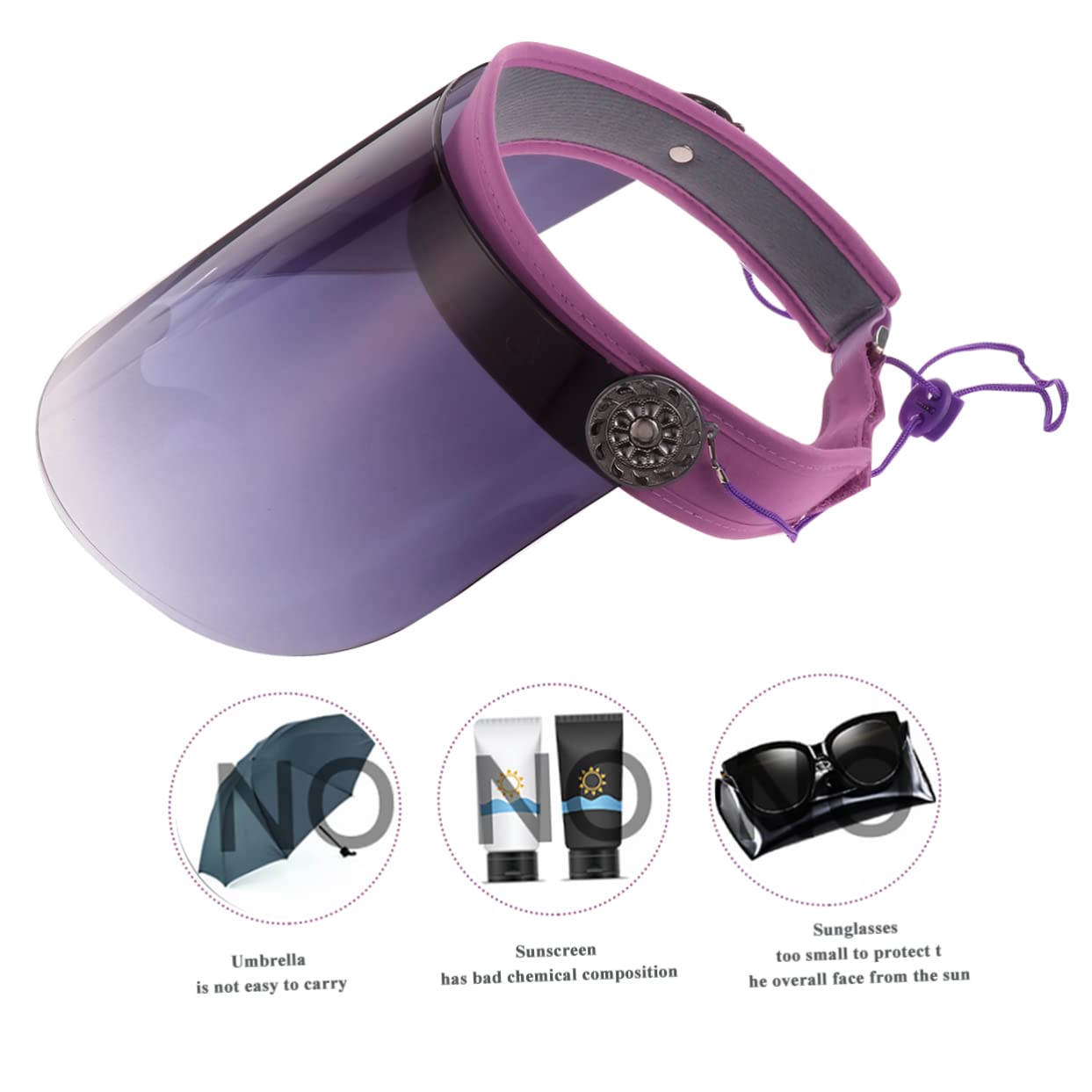 Abaodam Windproof Empty Cap for Adults Face Cover Riding Hat Beach Sun Protection Protective Outdoor Hat Cycling Cap Purple