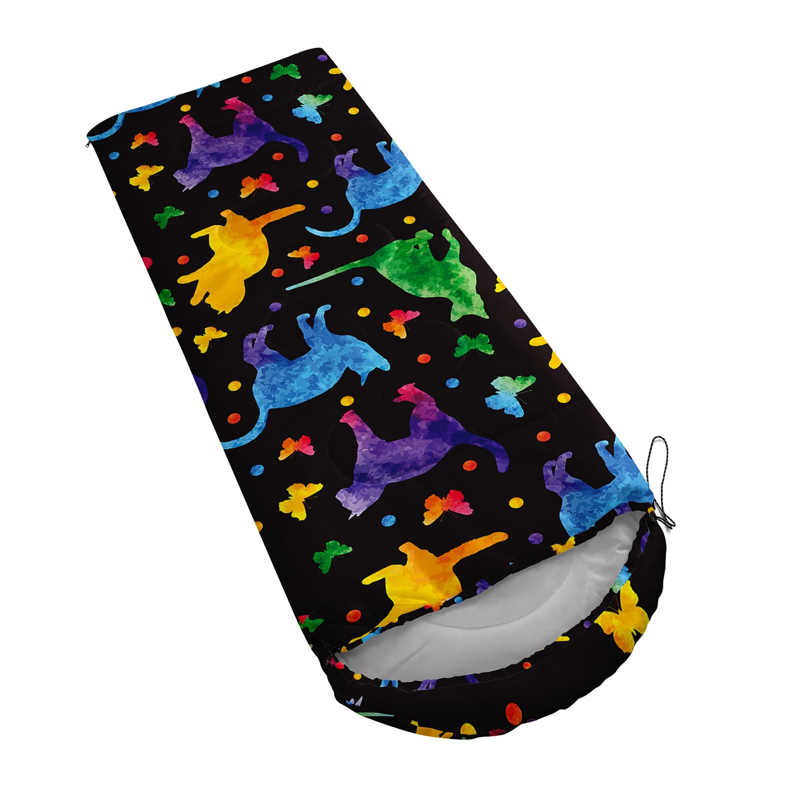 AILONEN Wolf Sleeping Bag,3 Season Warm and Cool Weather,Lightweight,Waterproof,Wild Animala Night Sky Wolfs Sleeping Bag for Boys Girls Kids Adults,Traveling,Outdoors