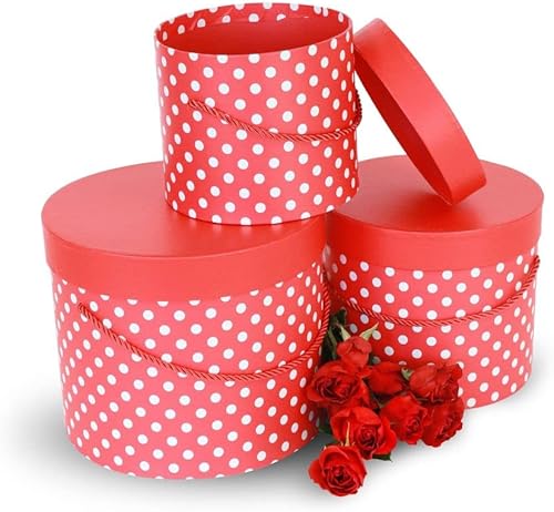 Miniatura 11 de UNIKPACKAGING Caja de flores redonda de alta calidad, cajas de regalo para arreglos florales y de regalo, juego de 3 piezas (lavanda)