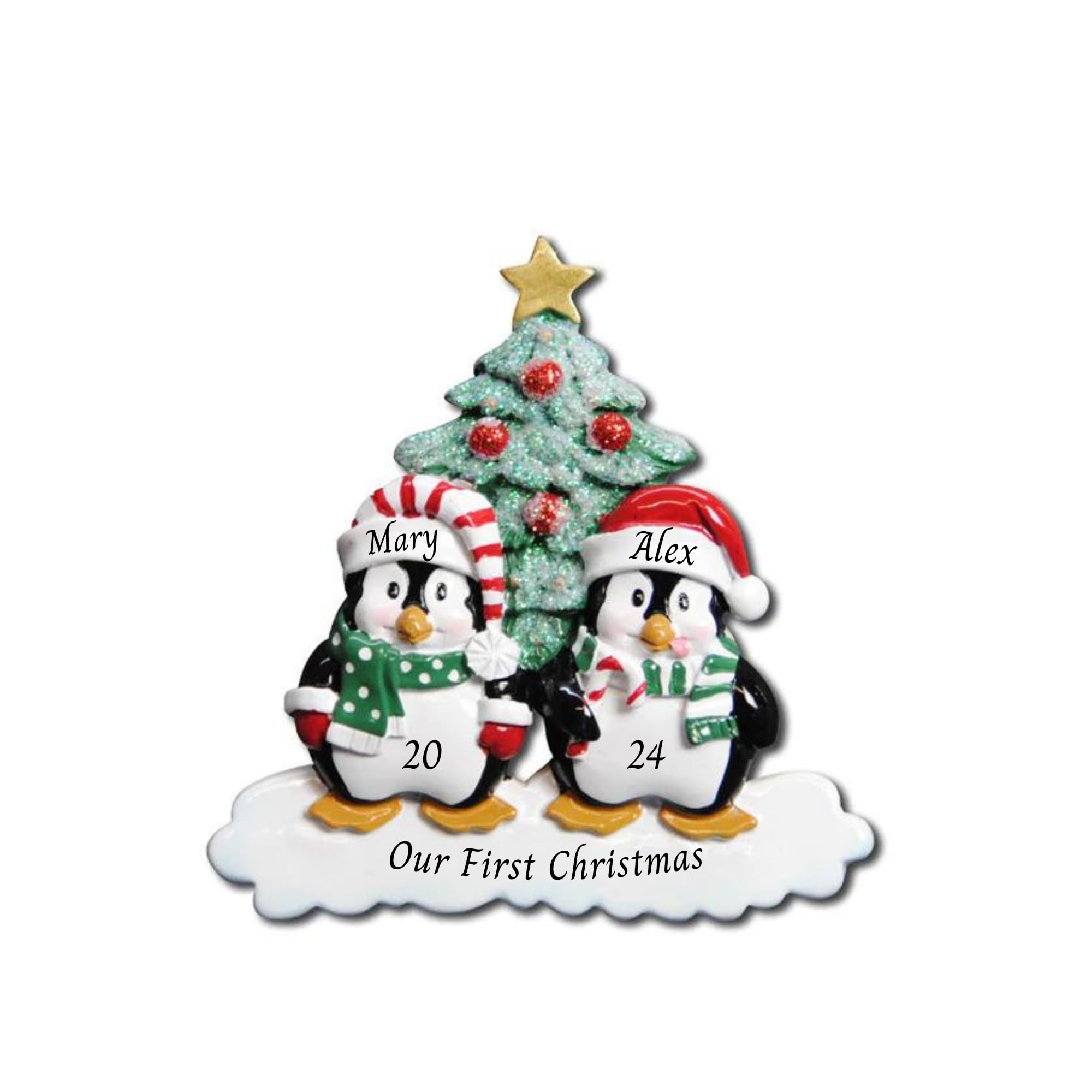 2024 Personalized Christmas Tree Ornament for Couple - Winter Penguin Couple Customized Our First Christmas Ornament-Keepsake for Wedding & Engagement-Free Customization