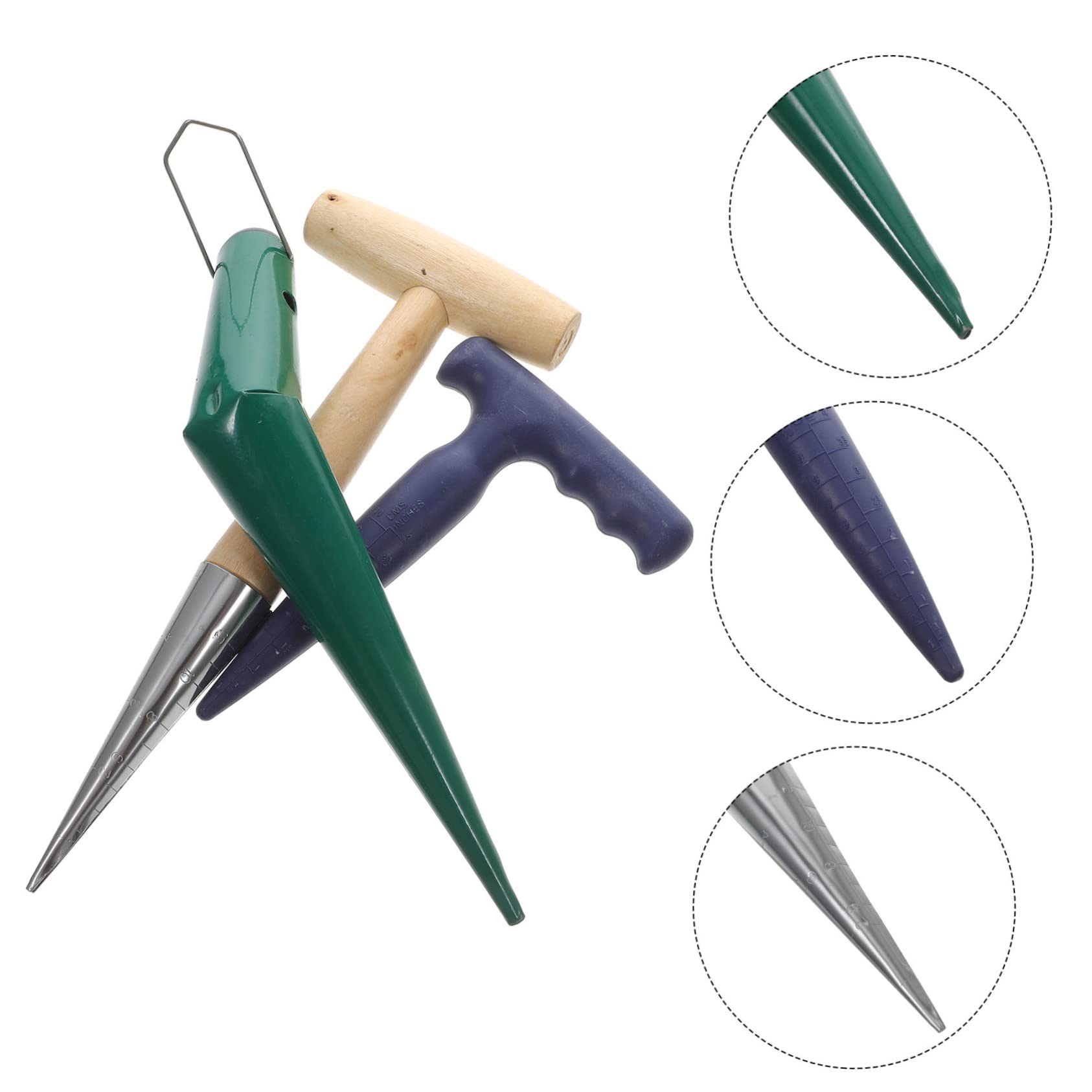 Piantabulbi da Giardino Set 3 Pezzi in Acciaio Inox | Semina e Trapianto nel Terreno, Design Ergonomico, Abs e Legno, Uso Manuale Pratico