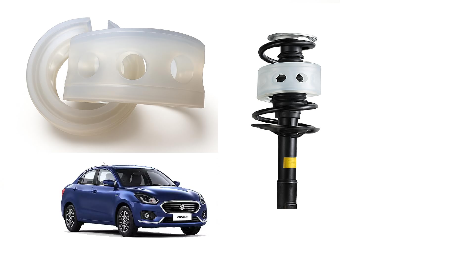 Autoclean Front Car Coil Spring Buffer Kit For Increasing Car Height, Car Cushioner, Shock Absorber And Stabilizer Suspension Accessories For Swift Dzire 2017 Onwards- Size B-picture-21