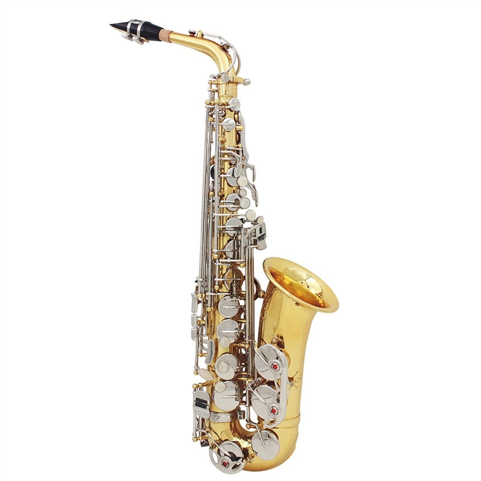 Sassofono Contralto in MIB di Alta qualità in Ottone Laccato Oro E Sax Piatto Strumento Musicale A Fiato con Accessori per Bocchino in Custodia Sax Ottone
