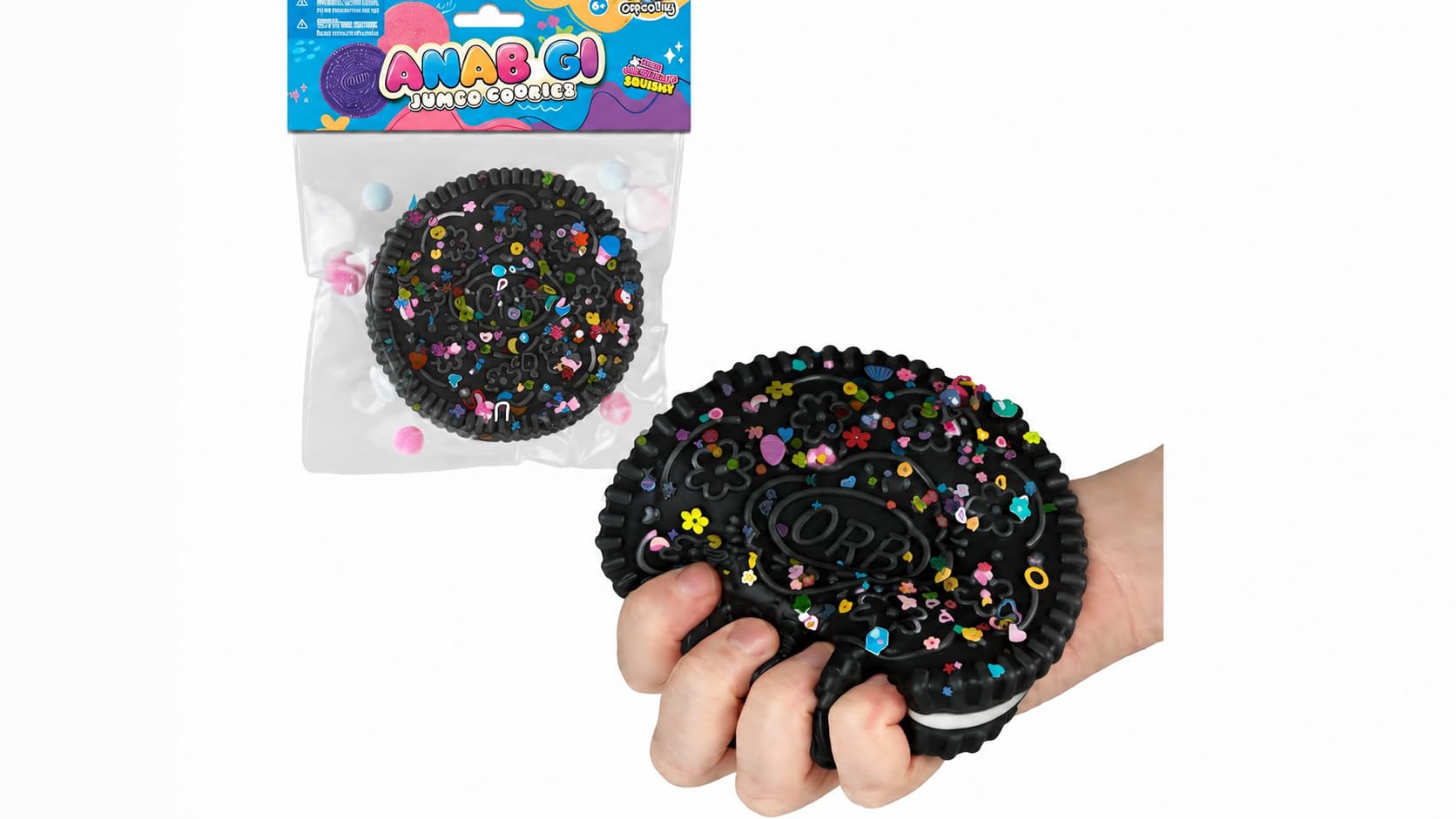 Sticky Cookie Squishies Fidget Toy, Large Pink Stress Ball with Colorful Sprinkles, Squeeze Toy for Adults and Autism, 1 Pack-image-44