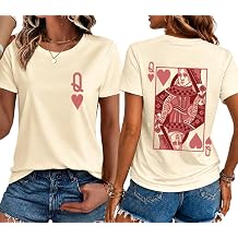 Heart Queen Women Playing Card Queen Shirt Cute Lady Graphic Casual Tops