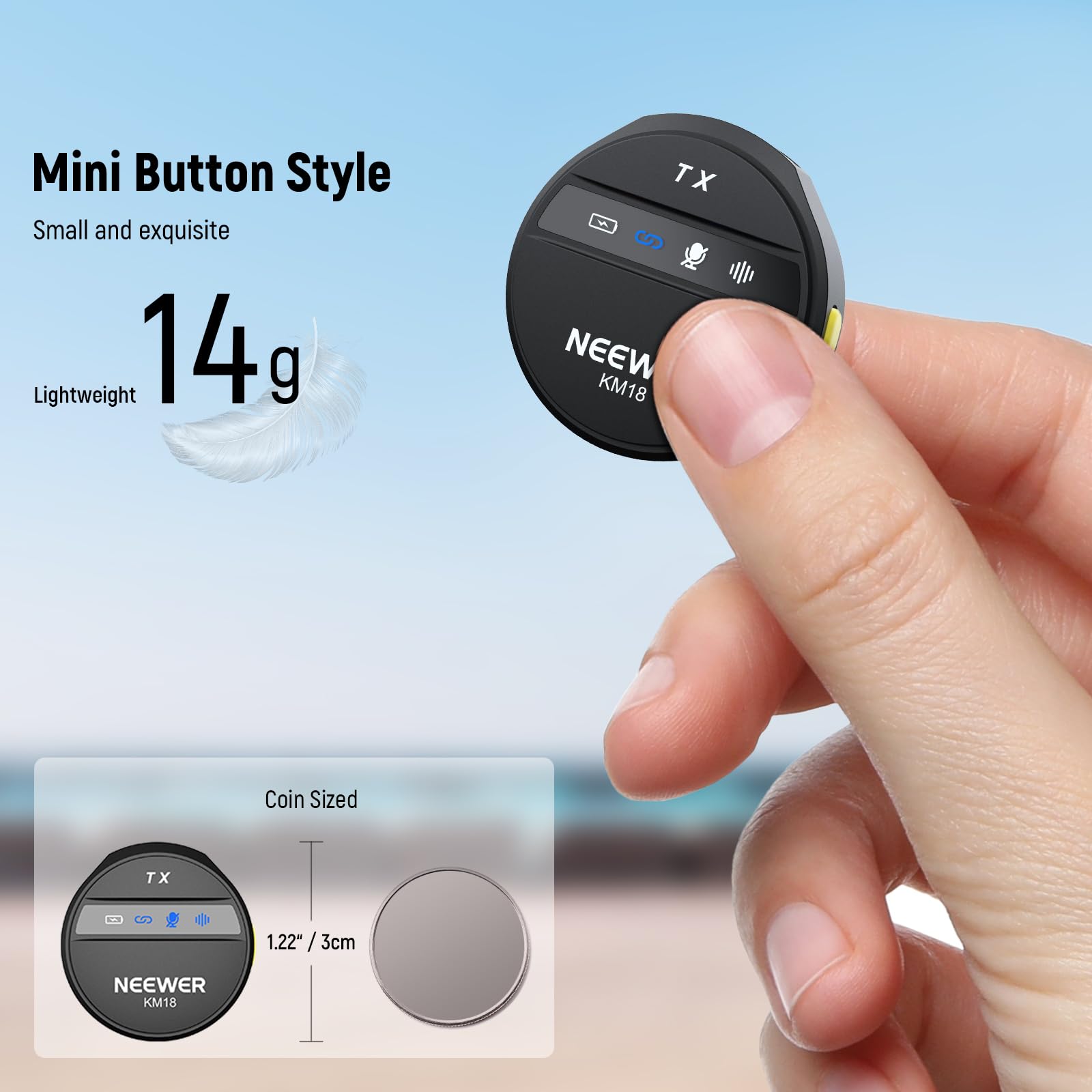 NEEWER Bezprzewodowy mikrofon krawatowy do iPhone'a z redukcją szumów, miniaturowy mikrofon na klipsie, etui ładujące USB C OTG, bateria 24H, zasięg 200 m, kompatybilny z iPhone 16 15