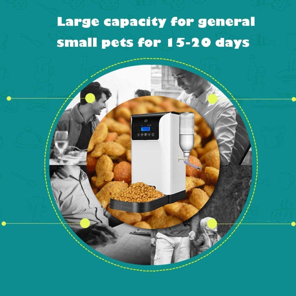 6L Alimentatore Automatico di Animali Domestici Dispenser per Alimenti Controllo App WiFi Videosorveglianza Registratore vocale Timer programmabile Staccabile per Cani e Gatti -Bianco