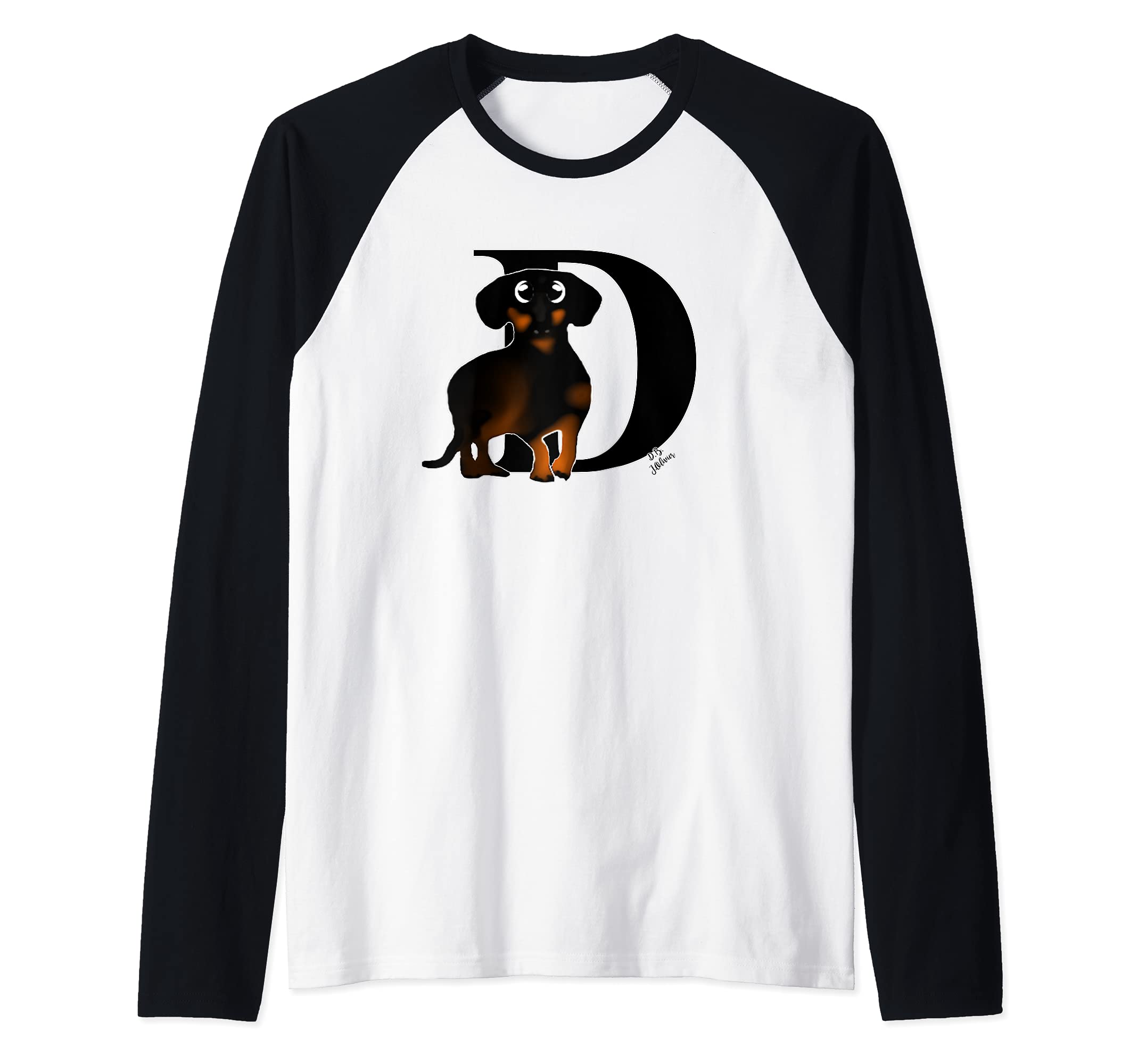 Dachshund outfit cute dog Alphabet Dachshund Raglan Baseball Tee
