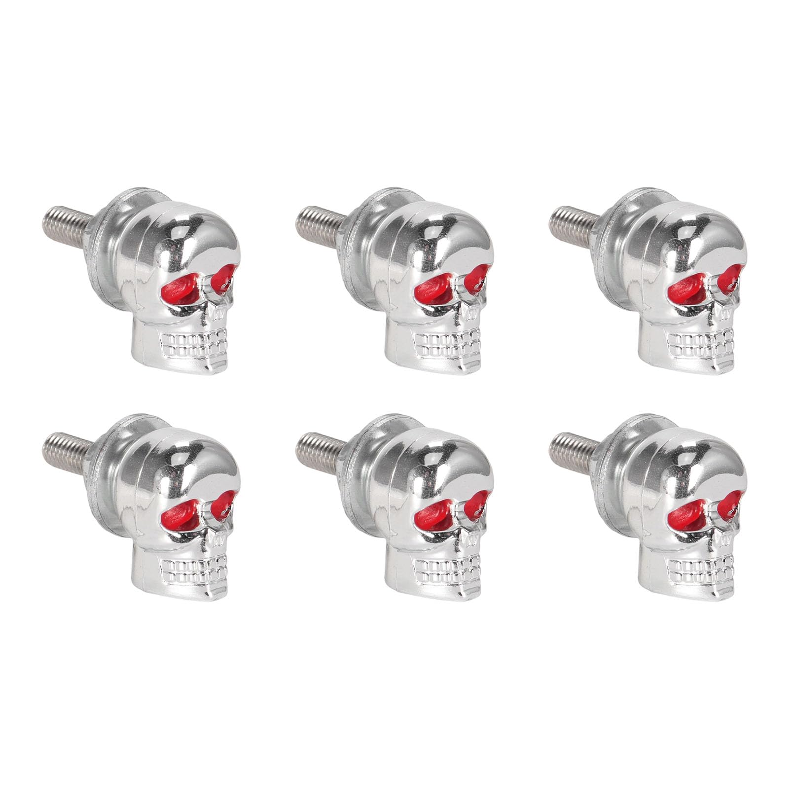 Hzbb Silver 6Pcs Skull License Plate Screws Aluminum Anti-Rust Fasteners For Motorcycle Car Truck Easy Install Motorcycle License Plate Screws Skull