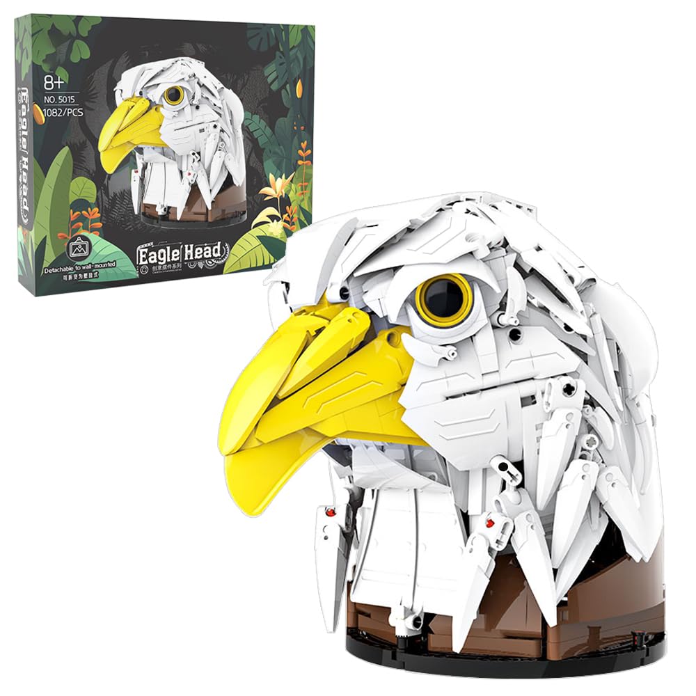MISINIM6414 Eagle Head Building Blocks Set, 1082 PCS MOC Creative Animal Model Decoration Building Block Toys, Wall Art and Crafts for Kids and Adults