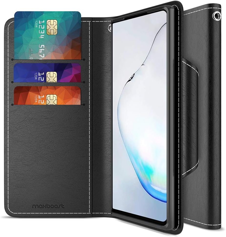 Maxboost Galaxy S20 Plus Case mWallet Series Designed for Samsung Galaxy S20 Plus 2020 (6.7”) [PowerShare Friendly] S20+ 5G Card Case Wallet (Black) w/Card Slot Side Pocket Magnetic Closure