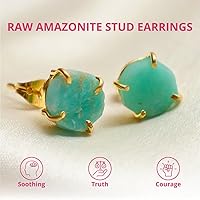 Vista 65 de Gempires Natural Raw Prong Setting Stud Earrings, 8-10 mm Crystals Earring, Handmade Jewelry, Gift for Her