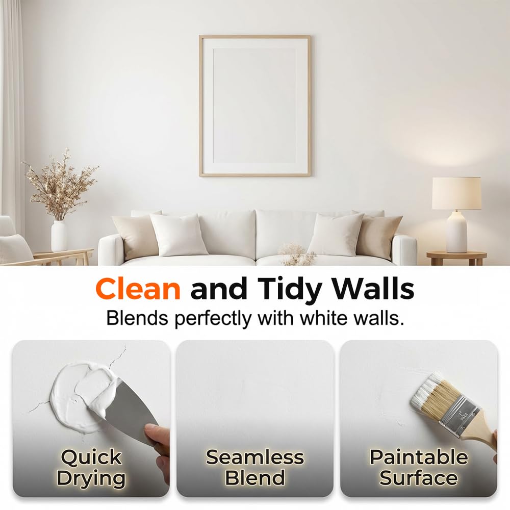 Drywall Repair Kit with Scraper - No Mess, Easy Wall Hole Filler, Quick Drying Paste for DIY Crack & Hole Fix, Apartment Friendly DIY Wall Surface Repair Products (1.1 lbs)