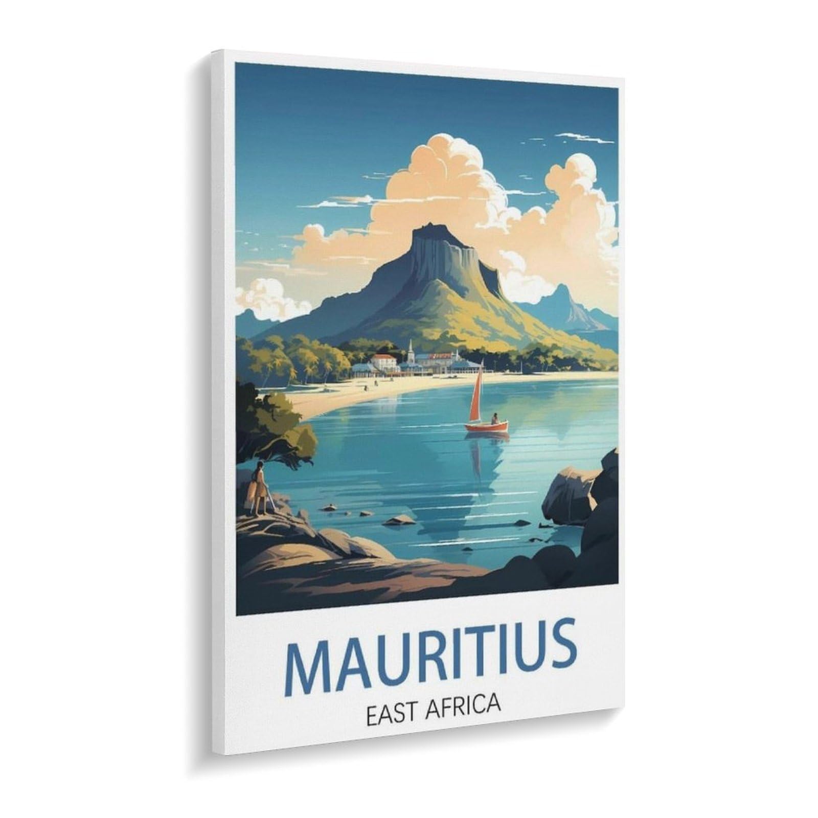 Beayodkp A19 Paint By Numbers For Adults，Mauritius East Africa，Diy Oil Painting Paint By Number Kits Linen Canvas Wall Art House Decor(30X40cm-X74