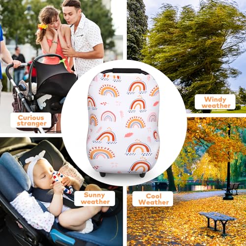 Image of Rquite All-in-1 Car Seat Cover Baby, Carseat Covers for Girl Boy, Stretchy Soft Infant Car Seat Cover, Multi-use Baby Carrier Cover, Car Seat Canopy, Stroller Sun Shade, Nursing Breastfeeding Cover