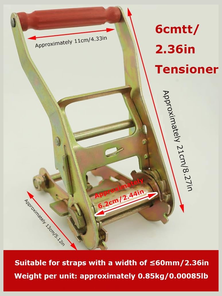 Correas Tensoras con Carraca, Set, Sujeción Carga Coche, Remolque, Cinchas Amarre,.(5m/196.9in)