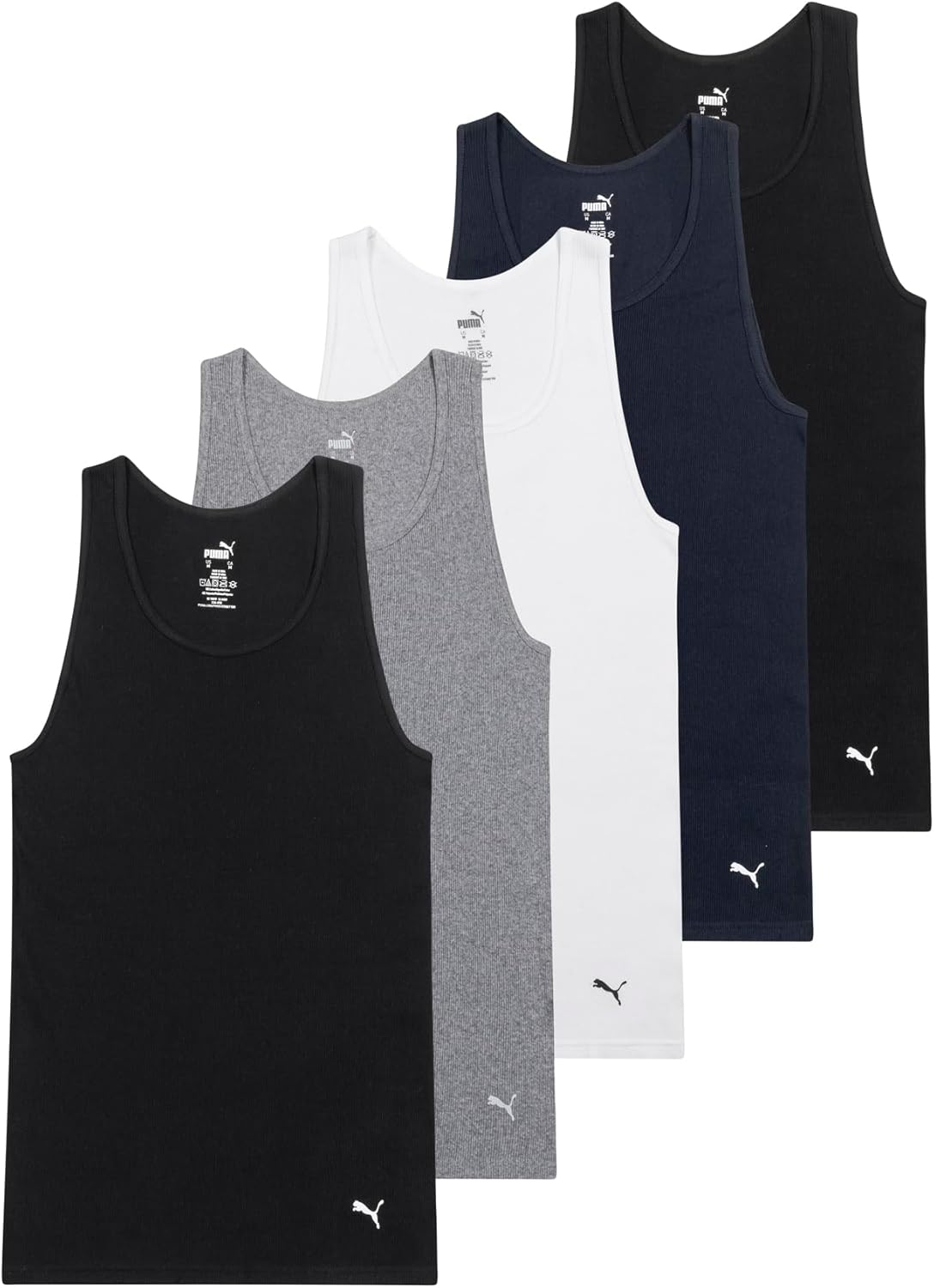 Puma Mens 5 Pack Cotton Rib Tank Top