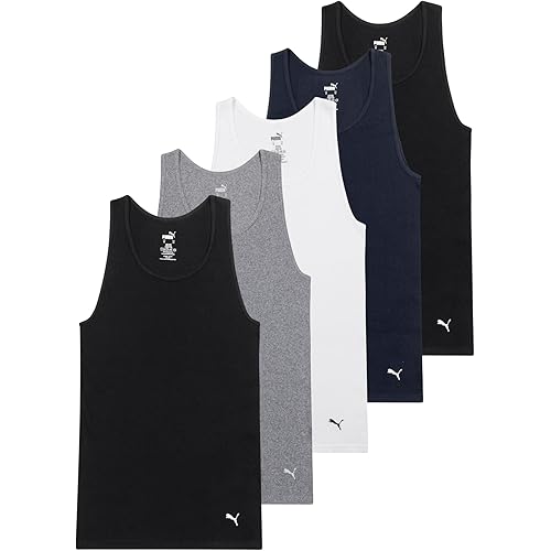 Puma Men's 5 Pack Cotton Rib Tank Top